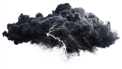 Dark, stormy cloud with lightning and rain