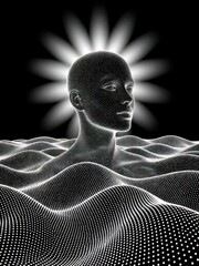 Surreal digital art portrait abstract landscape graphic design futuristic environment close-up view meditation concept