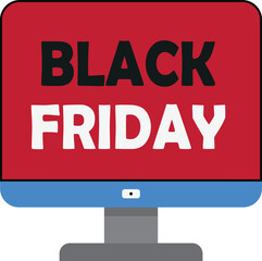 Black Friday vector on computer monitor.