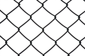Fototapeta premium Black chain link fence pattern on a white background