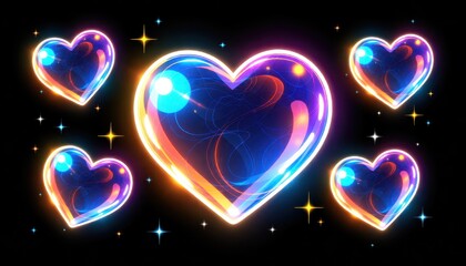Heartwarming love symbols digital artwork colorful background abstract style creative view emotion and affection