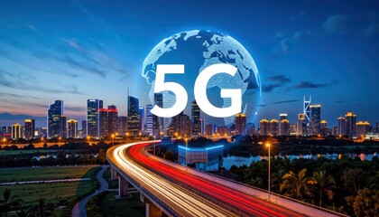 Innovative 5g technology revolutionizes urban connectivity in modern cities at dusk