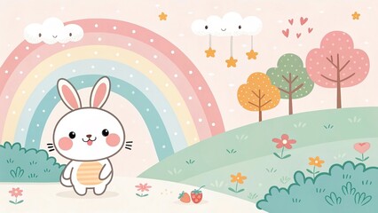 Creative pastel illustration with soft colors, cute and bright for fun themes.