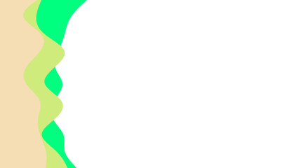 Abstract graphic with flowing wavy lines in vibrant green and soft beige on a clean white background, ideal for modern design templates, presentations, or banners.
