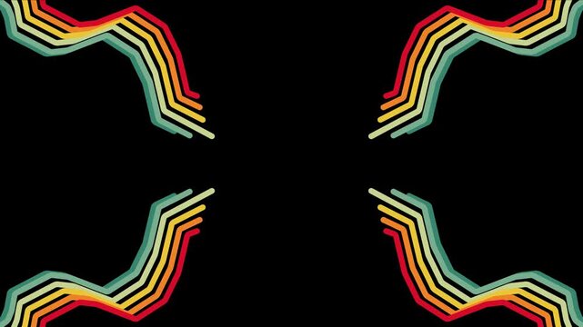 Old color palete bars draw on black background. Dynamic 2d stylized