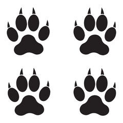 Fototapeta premium Four Black Paw Prints Arranged in a Square on White