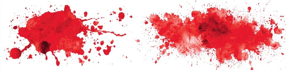 Two large, irregular splatter marks of vibrant red
