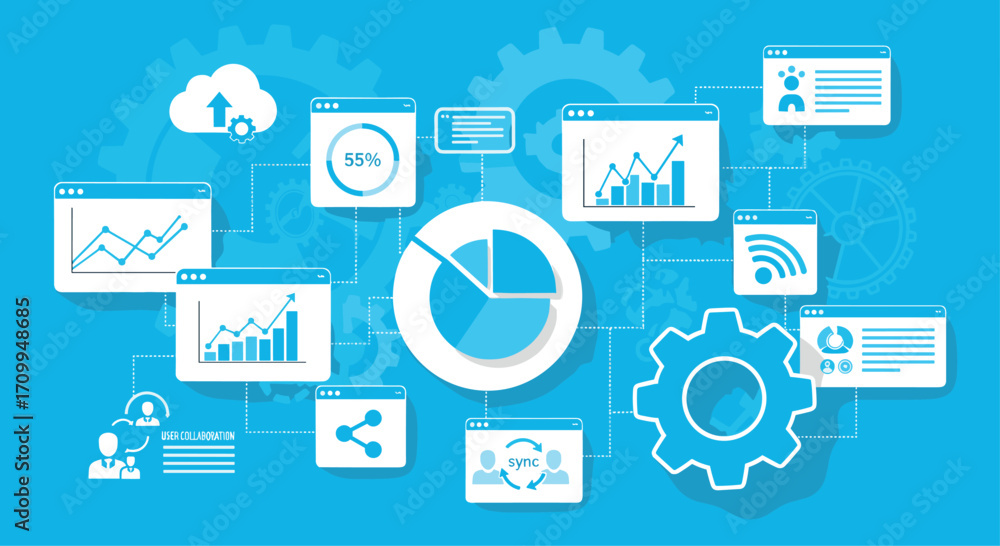 Poster digital data analytics business intelligence concepts charts graphs technology insights