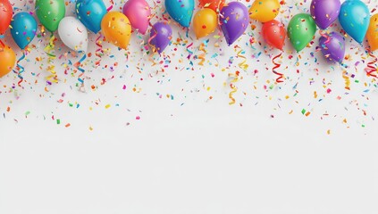 Colorful balloons and confetti on a white background (2)