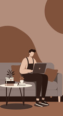 Person working comfortably from home on a laptop, symbolizing remote work, flexible lifestyle, and modern productivity. Ideal for business and technology themes.