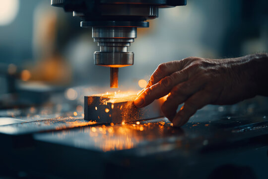 Machinist Milling Metal with Sparks