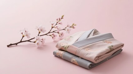 A Japanese Coming - of - Age Day kimono with exquisite patterns, adorned with a cherry blossom branch, fully shows Japanese traditional aesthetics and the solemnity of Coming - of - Age Day.