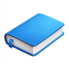 Blue book icon, 3D style, flat