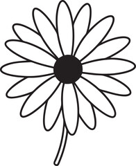 Whimsical Daisy Illustration A Simple Black and White Flower Design with Delicate Petals and a Charming Stem
