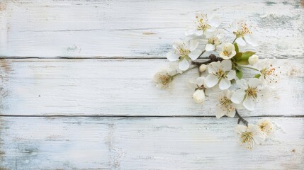 Spring Blossoms on Whitewashed Wood.