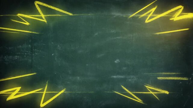 Green Chalkboard Frame with Chalk Scribbles Classroom Education Background with Copy Space