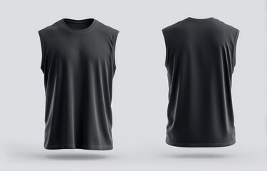 Mockup of a dark gray sleeveless top, front and back views