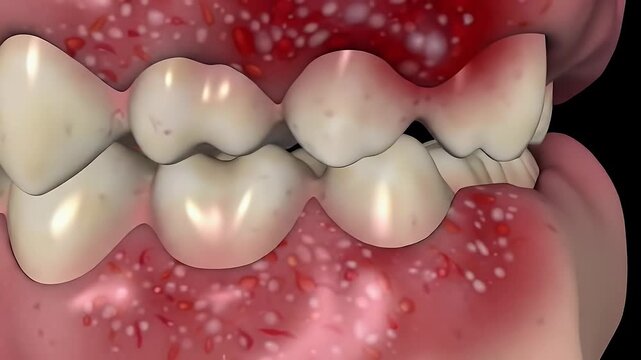 Close Up Of Teeth With Gum Disease