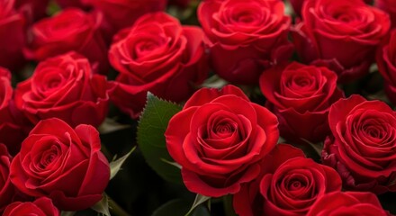 Obraz premium A Lush Sea of Velvety Red Roses in Perfect, Passionate Bloom.
