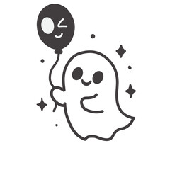 Funny Tiny Ghost Cartoon Illustration 