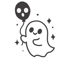 Funny Tiny Ghost Cartoon Illustration 