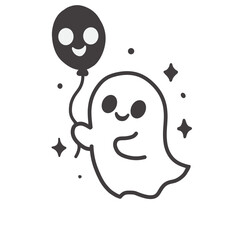 Funny Tiny Ghost Cartoon Illustration PNG 