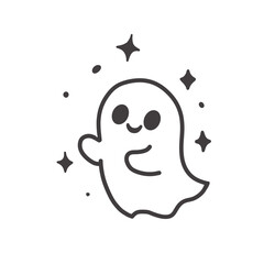 Obraz premium Funny Tiny Ghost Cartoon Illustration PNG 