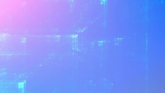 Transparente Datenbl&ouml;cke im digitalen Netzwerk &ndash; dynamische Struktur f&uuml;r Wissenschaft, IT, Forschung & digitale Kommunikation in Bewegung, Technologie, Daten, Wissenschaft, lila, violett