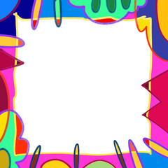 Colorful geometric shape. Abstract retro children style art element for kids, trendy design with geometry mosaic shapes. Simple childish patchwork clip art decoration