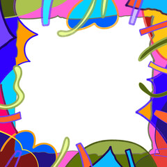 Colorful geometric shape. Abstract retro children style art element for kids, trendy design with geometry mosaic shapes. Simple childish patchwork clip art decoration