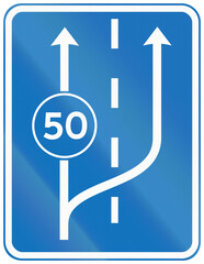 Denmark road sign - Minimum speed and additional lane on the right