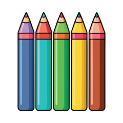 A set of multicolored pencils vector illustration in cartoon childish style isolate