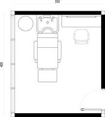Compact Salon or Spa Room Floor Plan. 1