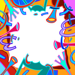 Colorful geometric shape. Abstract retro children style art element for kids, trendy design with geometry mosaic shapes. Simple childish patchwork clip art decoration