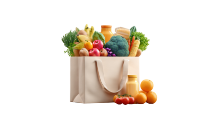 Fresh Grocery Bag Full of Healthy Food Items