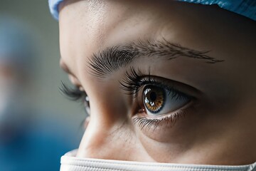 Closeup Woman's Eye, Medical Mask, Hope - Close-up Portraits