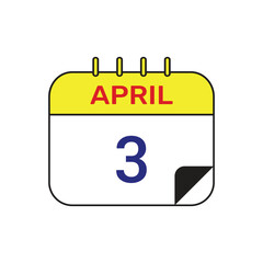 3 april calendar icon vector month illustration design