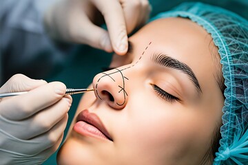 Rhinoplasty Surgery Marking, Nose Job Prep - Medical and Healthcare.