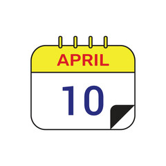 10 april calendar icon vector month illustration design