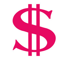 pink dollar sign vector illustration on white background	
