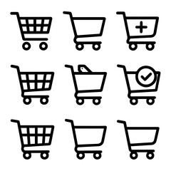 Collection of Simple Shopping Cart Icons with Variations.