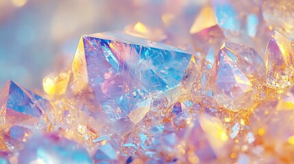 Closeup of sparkling amethyst and citrine crystal cluster