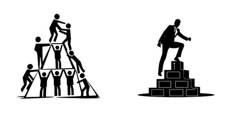 Career planning and development are key to a leader's success, which is often symbolized by a financial or marketing pyramid in a creative and modern flat illustration