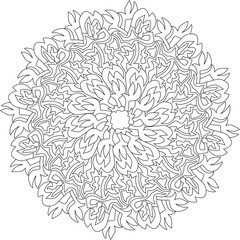 Geometric Floral Leaves Flower Botanical Detailed Mandala Adult Coloring Page Intricate Circular Pattern Zentangle
