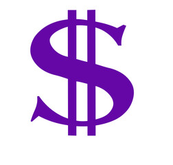 purple dollar sign vector illustration on white background	