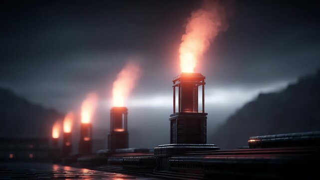 Future industrial facilities burning emissions and environmental pollution