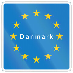 Danish locality road sign - Denmark border sign