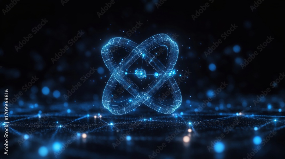 Poster futuristic energy representation in dynamic simulation of advanced particle technology concepts.
