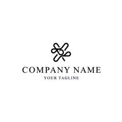 Abstract logo design featuring interconnected, swirling lines forming a unique, minimalist emblem above placeholder company name and tagline text.