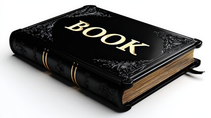 A beautifully designed black book with golden lettering, perfect for projects that require an elegant literary theme, Ideal for educational materials, book promotions, or artistic designs,